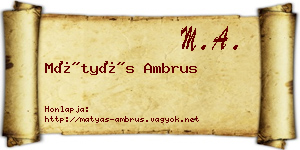 Mátyás Ambrus névjegykártya